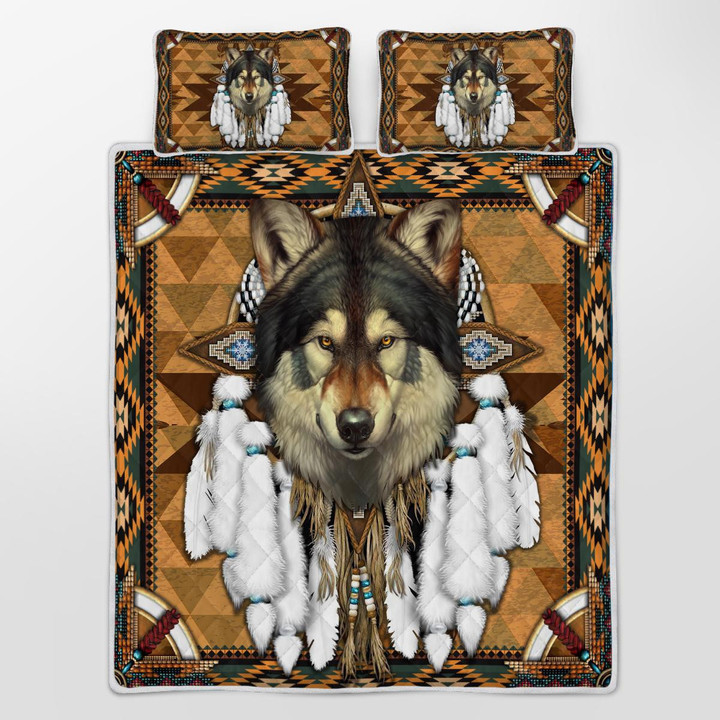 CHANDERWOOLLEY™ Native American Wolf Spirit 342 Quilt Bed Set