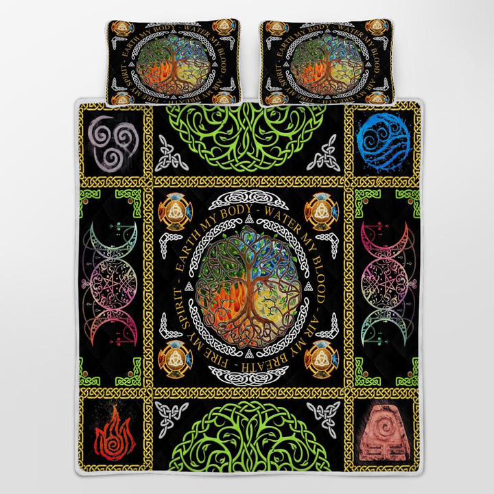 CHANDERWOOLLEY™ Wicca tree Of Life Element 406 Quilt Bed Set