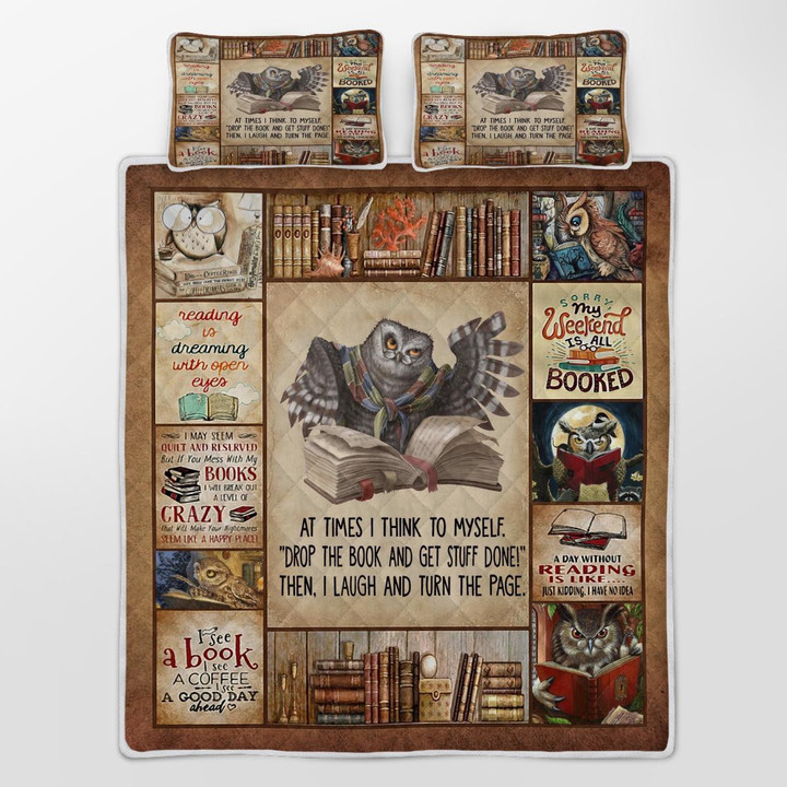 CHANDERWOOLLEY™ Owl Reading Book Quilt Bed Set 094