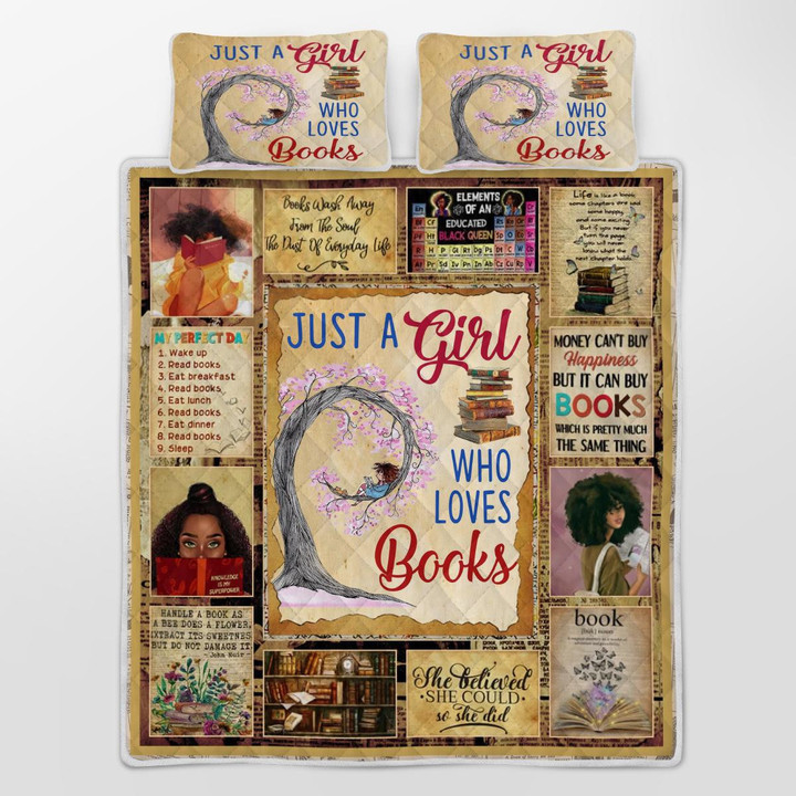 CHANDERWOOLLEY™ Just a girl who loves books Quilt Bed Set 230