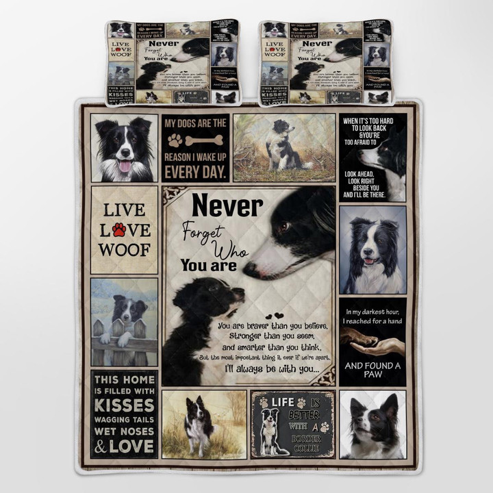 CHANDERWOOLLEY™ Never Forget Who You Are, Border Collie Quilt Bed Set 201