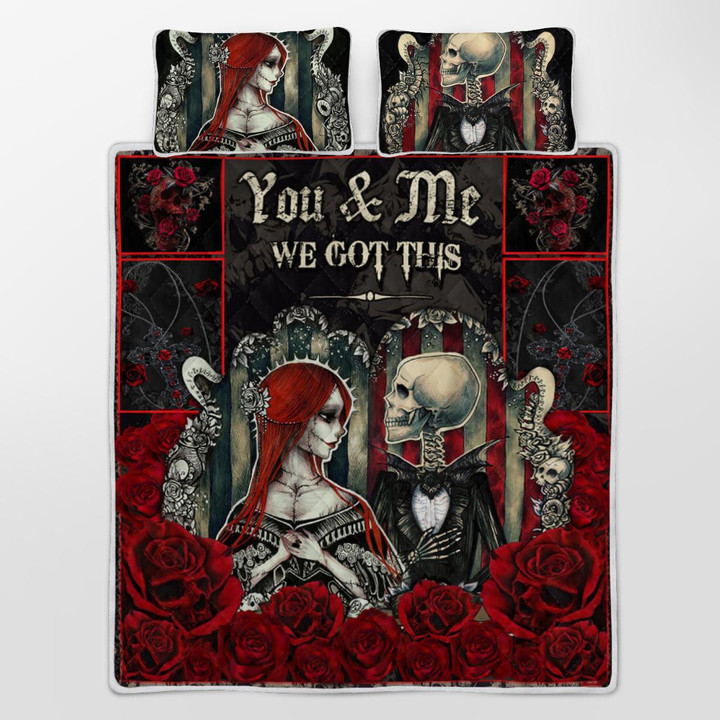 CHANDERWOOLLEY™ You And Me We Got This Skull Couple Quilt Bed Set 164