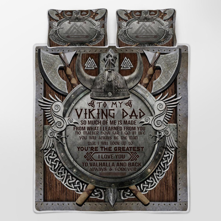 CHANDERWOOLLEY™ To My Viking Dad, Love You To Valhalla And Back 416 Quilt Bed Set