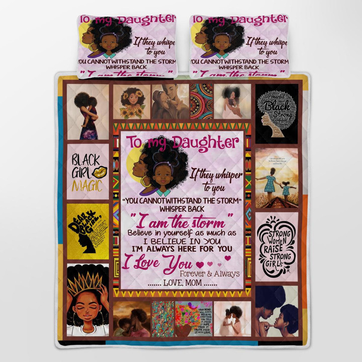 CHANDERWOOLLEY™ To My Daughter, Black Girl Magic Quilt Bed Set 062