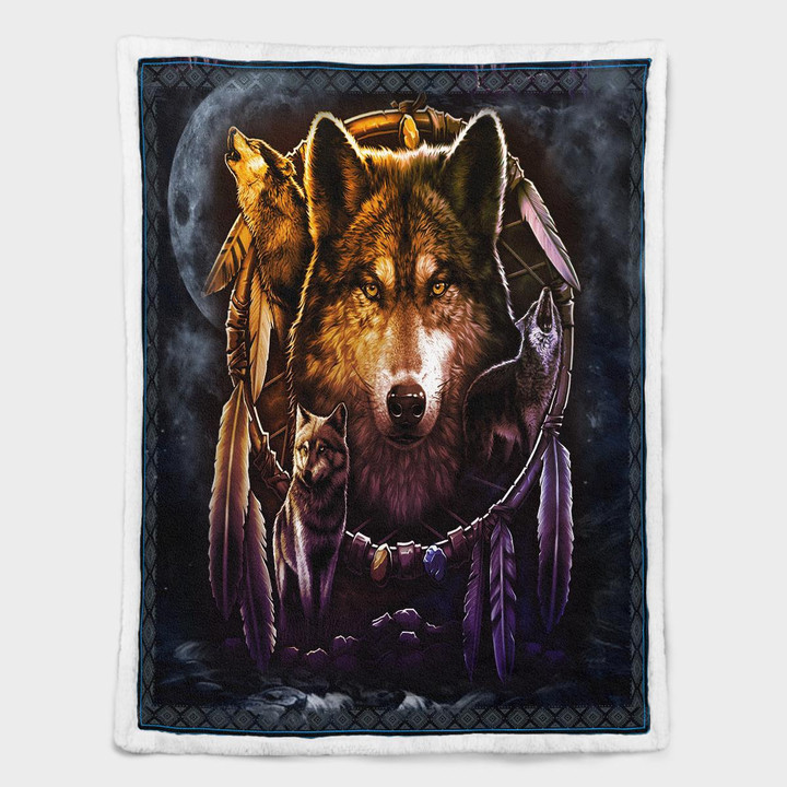 Native American Wolf 347 Shepra Blanket