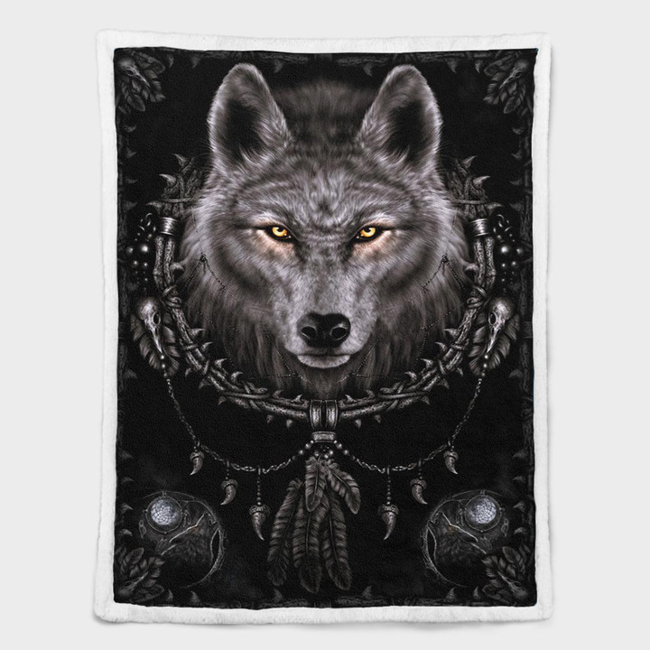 Native American Wolf 349 Shepra Blanket