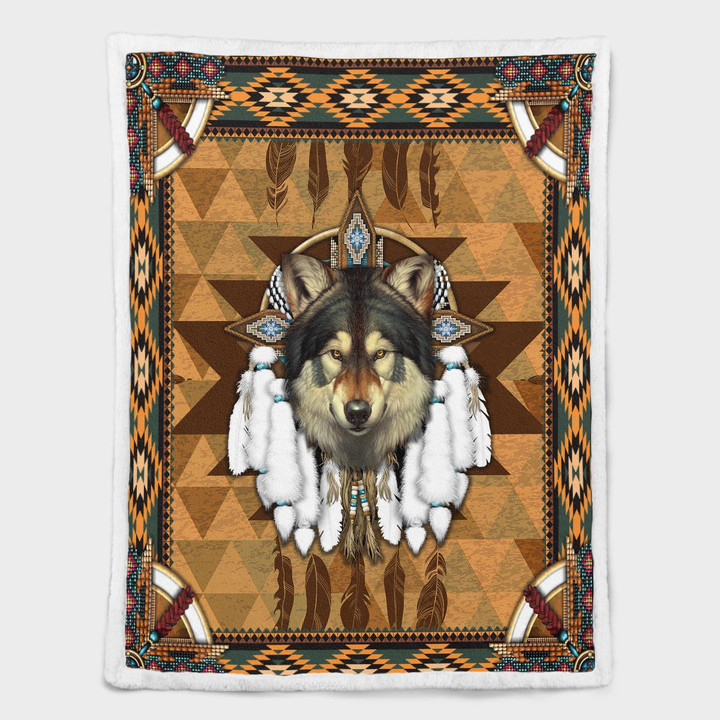 Native American Wolf Spirit 342 Shepra Blanket