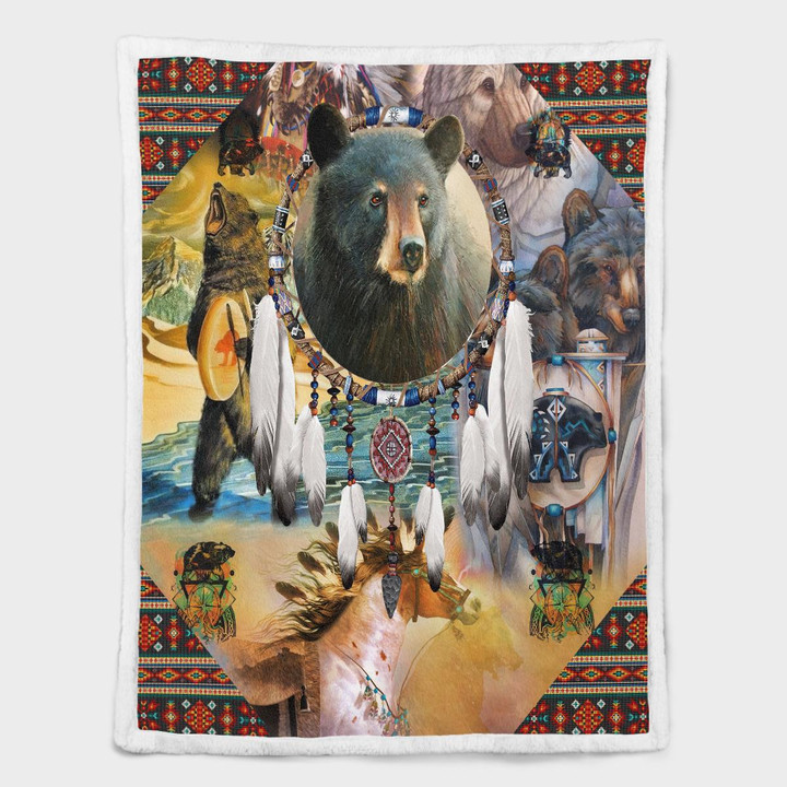 Bear Native American Shepra Blanket 329