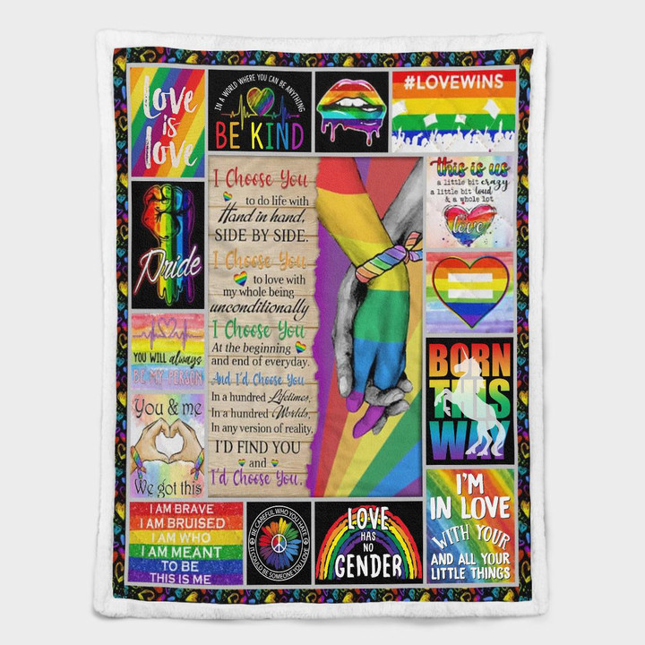 LGBT To My Love. Hand In Hand. Side By Side, I Choose You Shepra Blanket 273