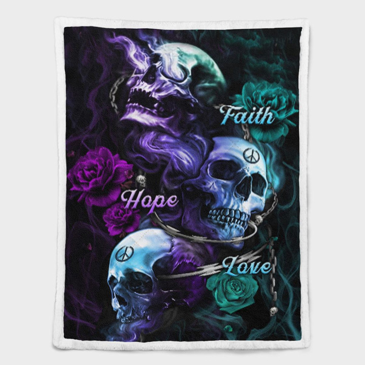 Faith Hope Love, Skull Shepra Blanket 173