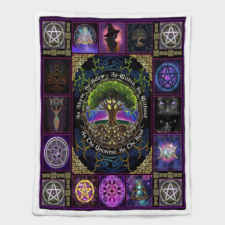 Wicca - Pagan Witch Tree of Life, As Above, So Below Shepra Blanket 176
