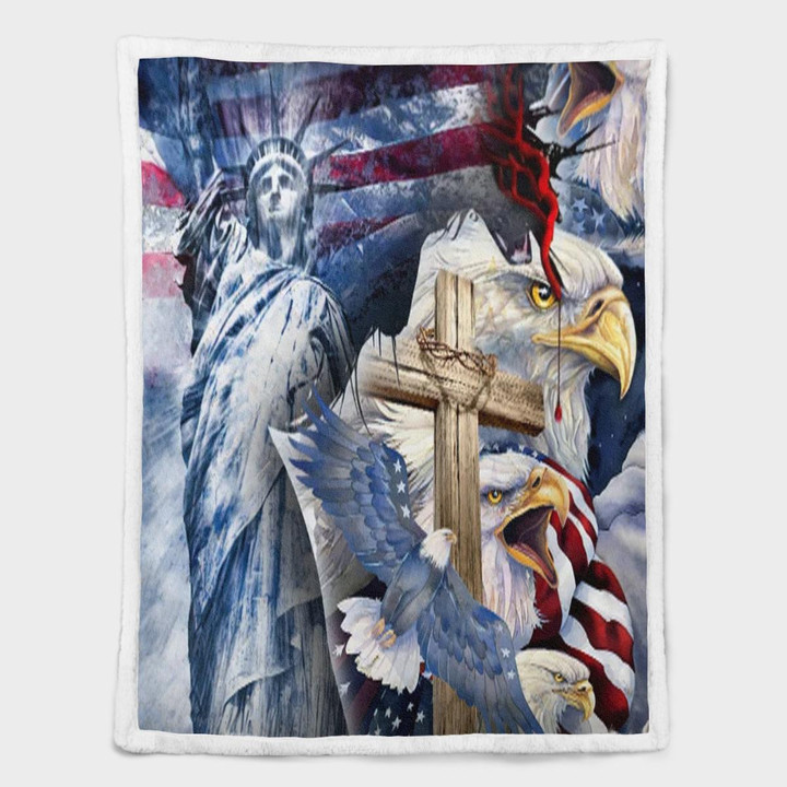 One Nation Under God American Patriotism Eagle Shepra Blanket 255