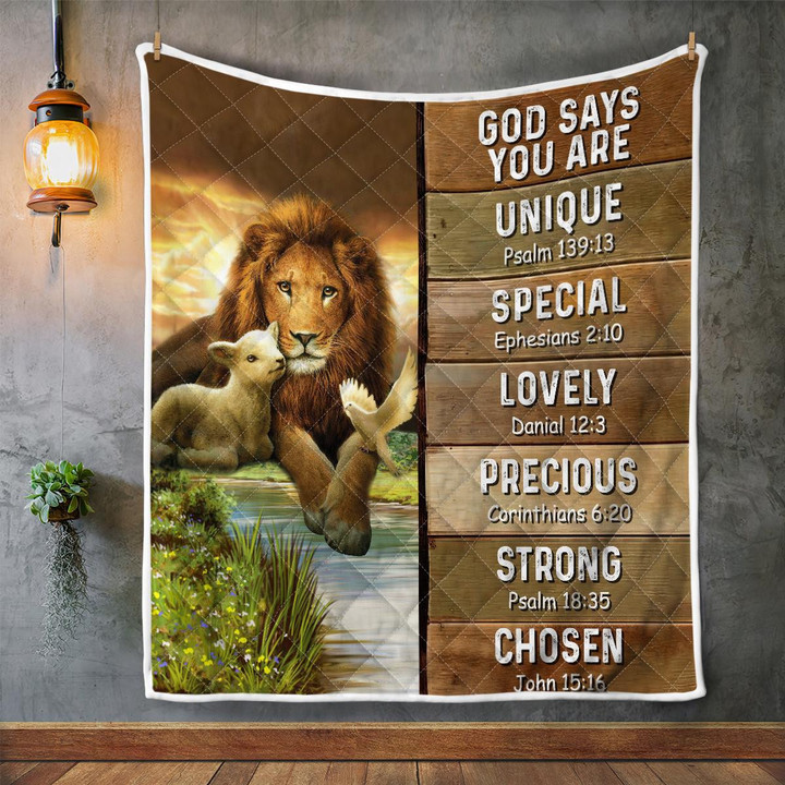 CHANDERWOOLLEY™ God Says You Are Lion _ Lamb 413 Quilt Blanket