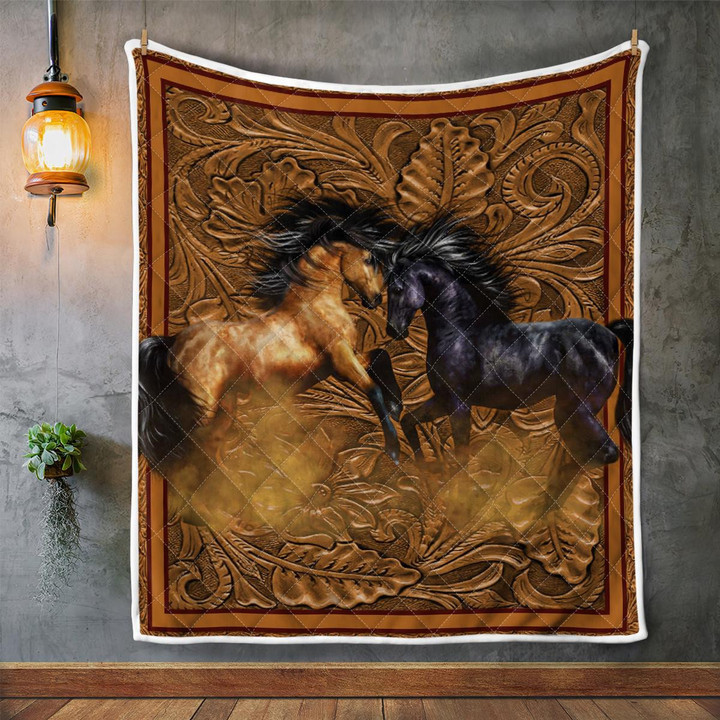 CHANDERWOOLLEY™ Couple Horse Quilt Blanket 121