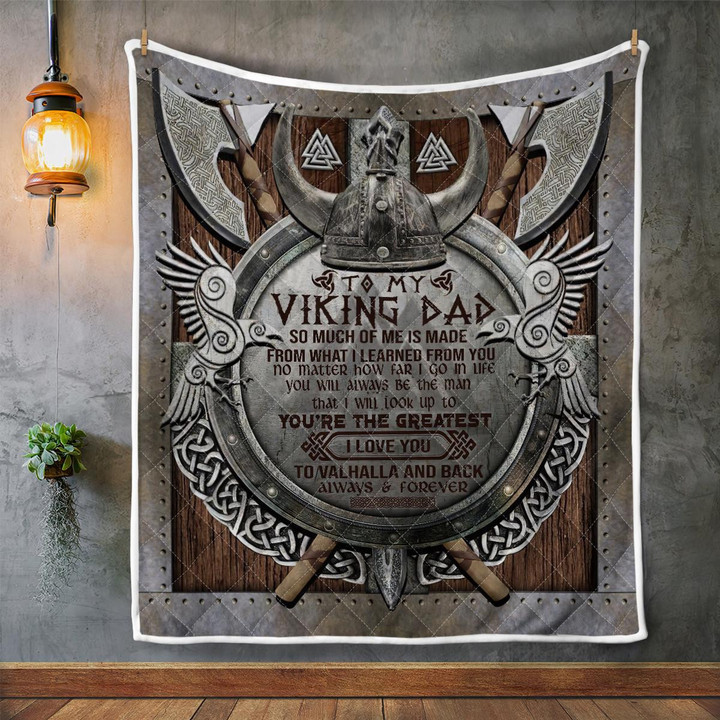 CHANDERWOOLLEY™ To My Viking Dad, Love You To Valhalla And Back 416 Quilt Blanket