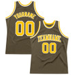 Custom Olive Gold-White  Throwback Salute To Service  Basketball Jersey