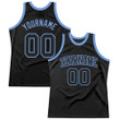 Custom Black Black-Light Blue  Throwback Basketball Jersey