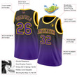 Custom Black Purple-Gold  Fade Fashion Basketball Jersey