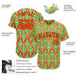 Custom Neon Green Orange-Black 3D Pattern Design  Baseball Jersey