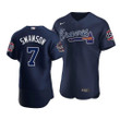 Men's Atlanta Braves Dansby Swanson #7 2021 MLB All-Star Game Patch AlternateNavy Jersey