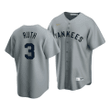 Men's New York Yankees Babe Ruth #3 Cooperstown Collection Gray Road Jersey , MLB Jersey