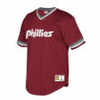 Philadelphia Phillies Mitchell And Ness Big And Tall Cooperstown Collection Mesh Wordmark V-Neck Jersey - Maroon , MLB Jersey