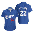 Los Angeles Dodgers Clayton Kershaw 22 2020 Mlb Navy Blue Jersey Inspired Hawaiian Shirt