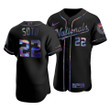 Men's Washington Nationals Juan Soto #22 Iridescent Logo Holographic Limited Jersey Black , MLB Jersey