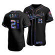 Men's Washington Nationals Tanner Rainey #21 Iridescent Logo Holographic Limited Jersey Black , MLB Jersey