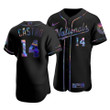 Men's Washington Nationals Starlin Castro #14 Iridescent Logo Holographic Limited Jersey Black , MLB Jersey