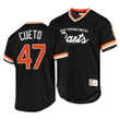 Men's San Francisco Giants Johnny Cueto #47 Cooperstown Collection Black Script Fashion Jersey , MLB Jersey
