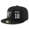 Oakland Raiders #18 Andre Holmes Snapback Cap NFL Player Black with Silver Number Stitched Hat