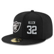 Oakland Raiders #32 Marcus Allen Snapback Cap NFL Player Black with Silver Number Stitched Hat