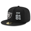 Oakland Raiders #81 Tim Brown Snapback Cap NFL Player Black with Silver Number Stitched Hat