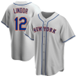 Men's Francisco Lindor New York Mets Road Jersey Gray Replica