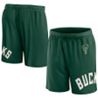 Milwaukee Bucks s Branded Free Throw Mesh Shorts - Hunter Green