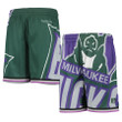 Milwaukee Bucks Youth Hardwood Classics Throwback Big Face Mesh Shorts - Green