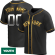 Youth's Custom New York Yankees Alternate Jersey - Black Golden Replica
