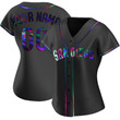 Women's Replica Custom  San Diego Padres Black Holographic Alternate Jersey