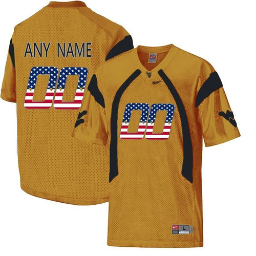 Men West Virginia Mountaineers Gold Custom College Football Limited Jersey