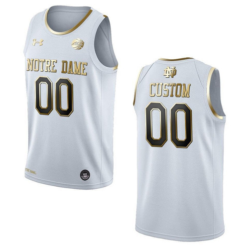 Youth Notre Dame Fighting Irish #00 Custom NCAA Golden Edition Jersey - White , Basketball Jersey , Notre Dame Football Jersey Custom