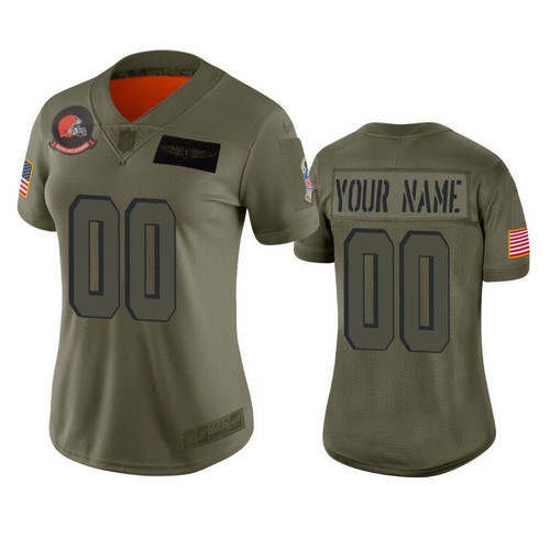 Cleveland Browns Women's 2019 Salute to Service Limited Custom Jersey, Camo, NFL Jersey - Tap1in