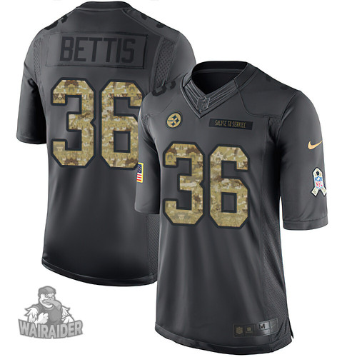 Men's Pittsburgh Steelers #36 Jerome Bettis Black Anthracite 2016 Salute To Service Stitched NFL Limited Jersey