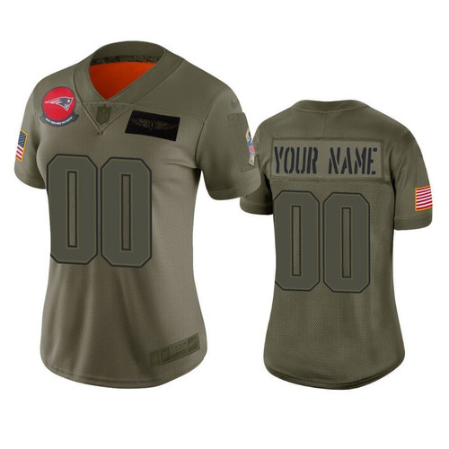 New England Patriots Women's 2019 Salute to Service Limited Custom Jersey, Camo, NFL Jersey - Tap1in