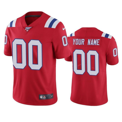 New England Patriots Men's 100th Season Vapor Limited Custom Jersey, Red, NFL Jersey - Tap1in