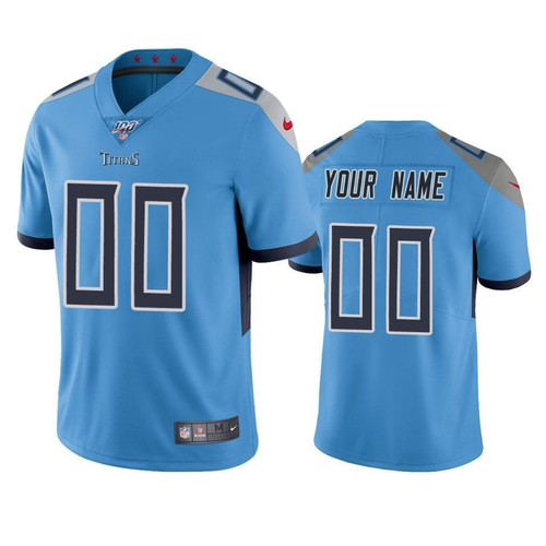 Men's Tennessee Titans  100th Season Vapor Limited Custom Jersey, Light Blue, NFL Jersey - Tap1in
