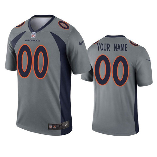 Men's Denver Broncos  Inverted Legend Custom Jersey, Gray, NFL Jersey - Tap1in