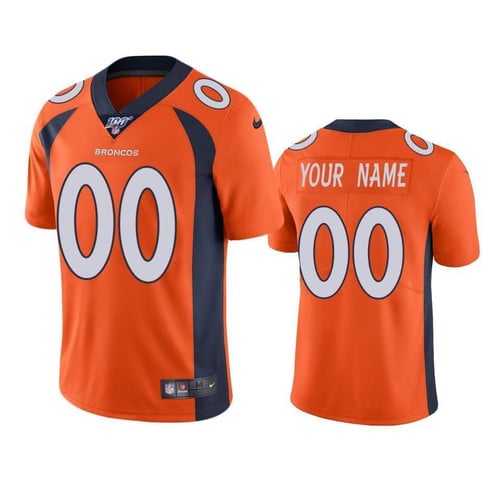 Men's Denver Broncos  100th Season Vapor Limited Custom Jersey, Orange, NFL Jersey - Tap1in