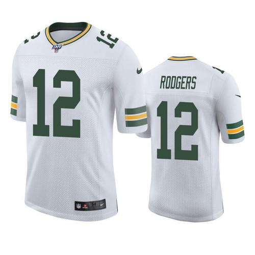 Green Bay Packers Aaron Rodgers White 100th Season Vapor Limited Jersey