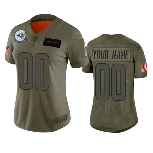 Los Angeles Rams Women's 2019 Salute to Service Limited Custom Jersey, Camo, NFL Jersey - Tap1in
